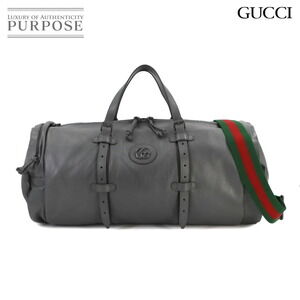 Gucci Double GG Boston Shoulder Bag Leather Gray GG
